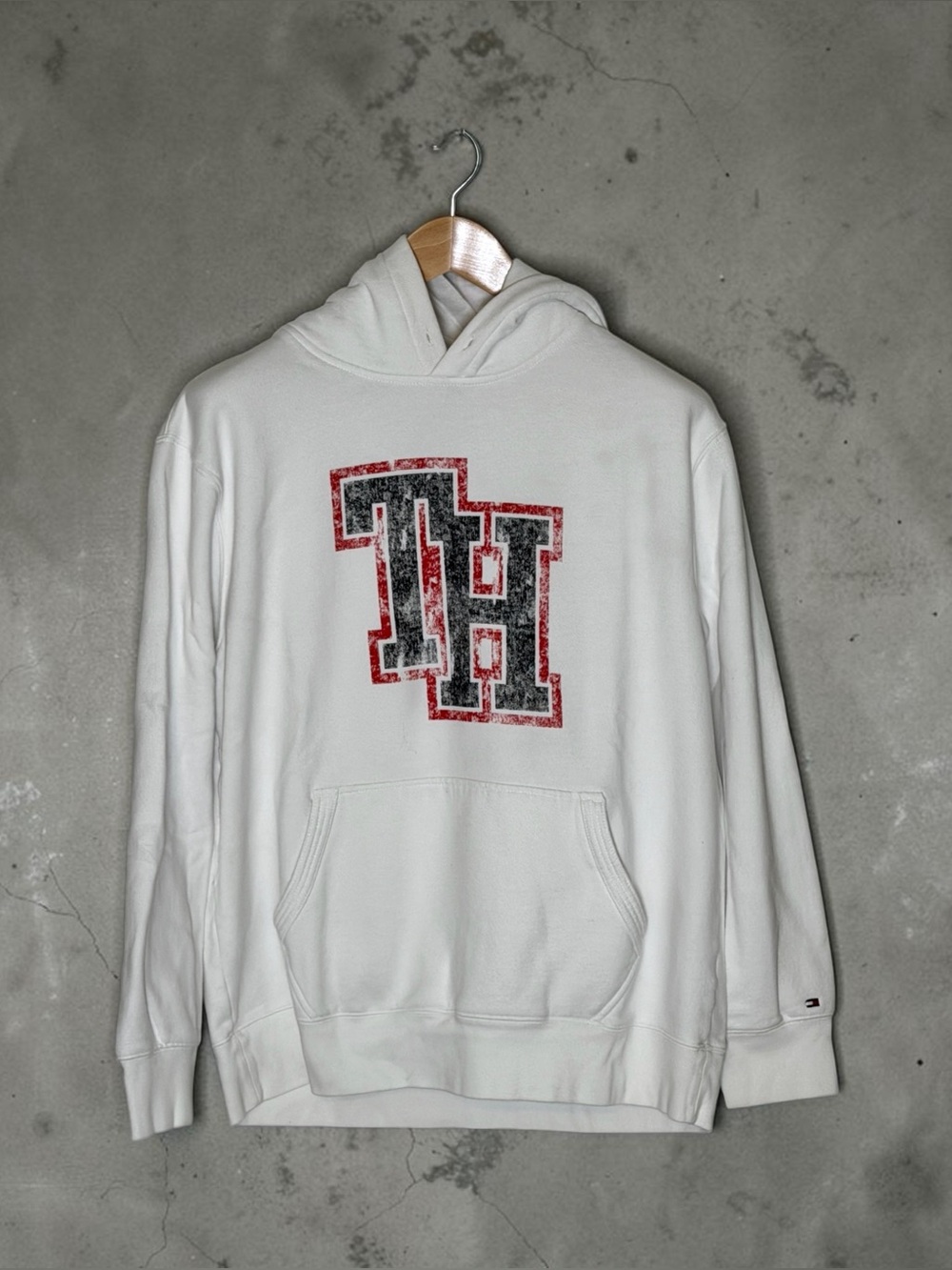 White Heavyweight Hoodie, Tommy Hilfiger Academia Logo Men/Unisex XL
